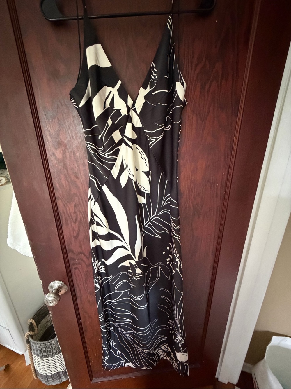 Caroline Constas Black and White Floral Slip Maxi Dress